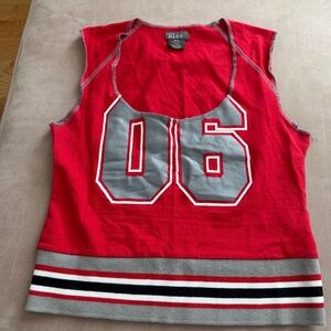 Vintage style crop top tank with strip bottom - medium